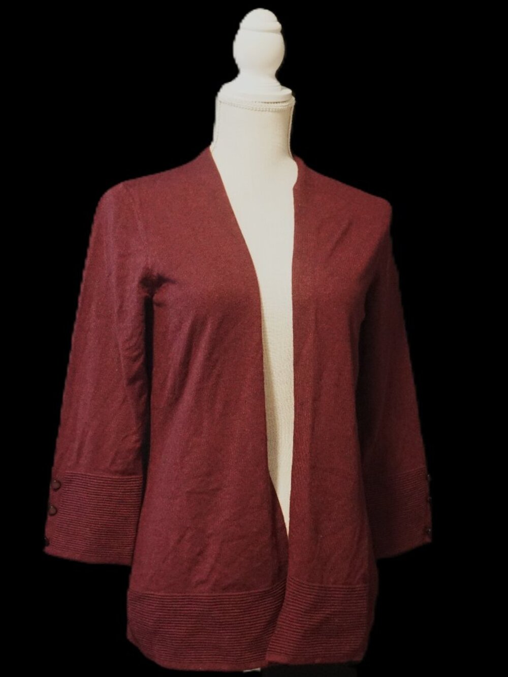 Evolution Ancho Chili Burgandy Open Front Sweater Cardigan Women’s Small